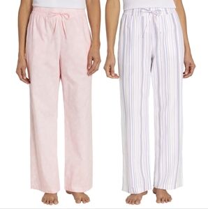 Gap Women's PJ Lounge Pants 2-pack Cotton Pink/Stripe Size Large Relaxed Fit New